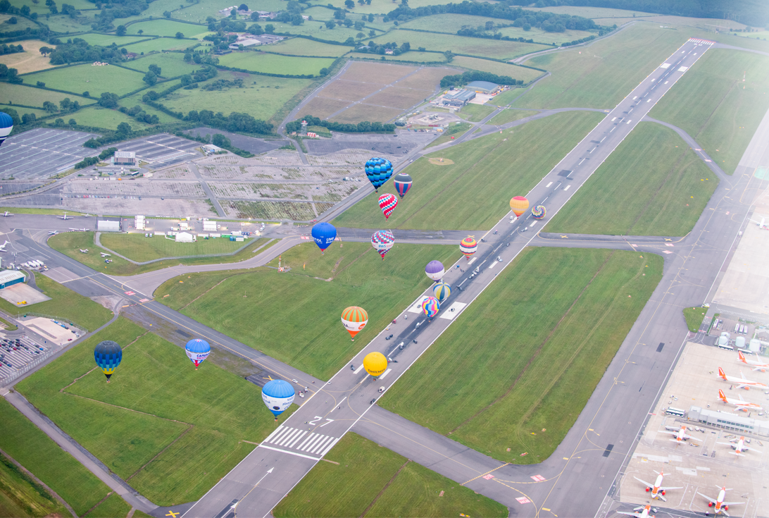 Thirty hot air balloons took off from Bristol Airport this morning